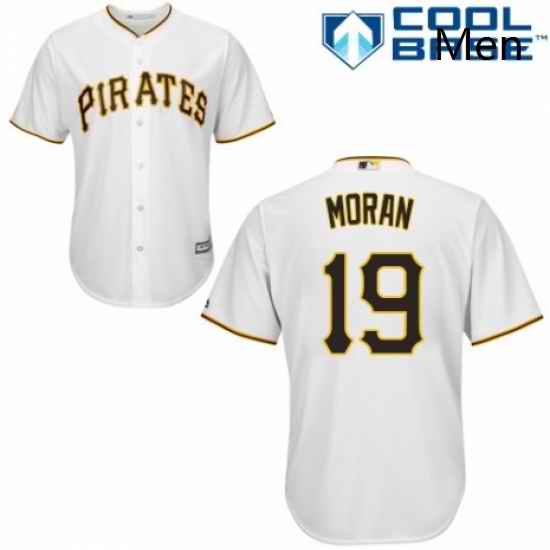 Mens Majestic Pittsburgh Pirates 19 Colin Moran Replica White Home Cool Base MLB Jersey